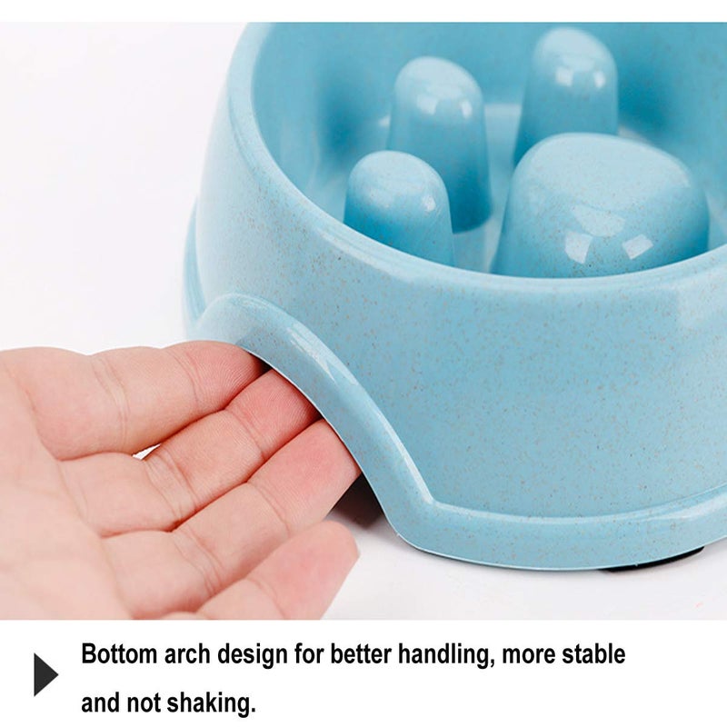 Tineer Double Pet Dog Slow Feeder Bowl,Stainless Steel Anti-Choke Puppy Food and Water Feeder for Dogs Cats (Blue) - Image 3